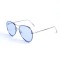 Женские сонцезащитные очки 13145 серебряные с синей линзой . Photo 1