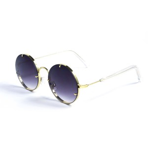 Женские сонцезащитные очки 13150 золотые с темно-синий линзой 