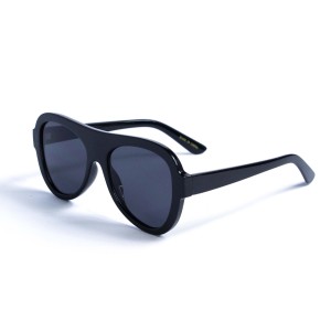 Женские сонцезащитные очки 13151 чёрные с чёрной линзой 
