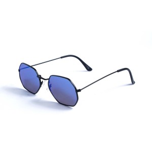 Женские сонцезащитные очки 13153 чёрные с синей линзой 