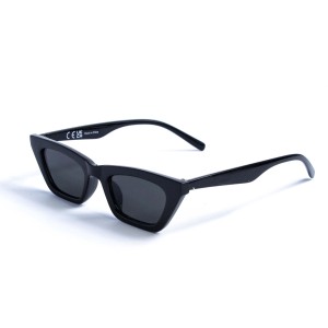 Женские сонцезащитные очки 13164 чёрные с чёрной линзой 