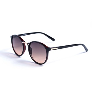 Женские сонцезащитные очки 13169 чёрные с коричневой линзой 