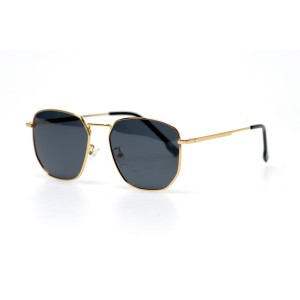 Женские сонцезащитные очки 10801 золотые с чёрной линзой 