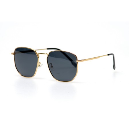 Жіночі сонцезахисні окуляри 10801 золоті з чорною лінзою 
