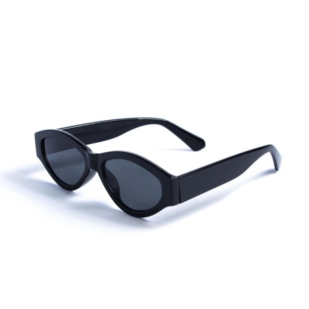 Женские сонцезащитные очки 13177 чёрные с чёрной линзой 