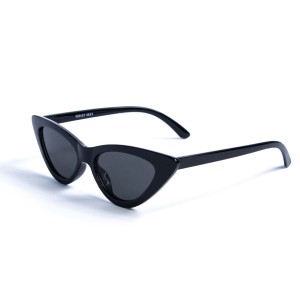 Женские сонцезащитные очки 13178 чёрные с чёрной линзой 