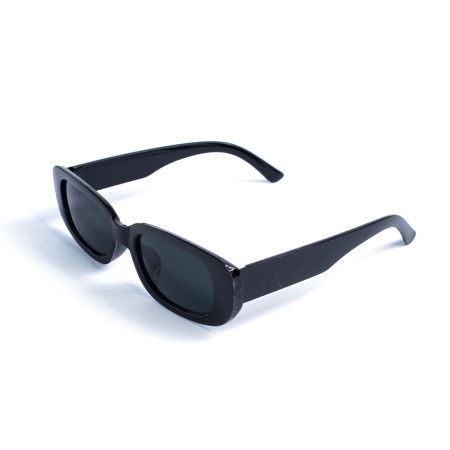 Женские сонцезащитные очки 13186 чёрные с чёрной линзой 