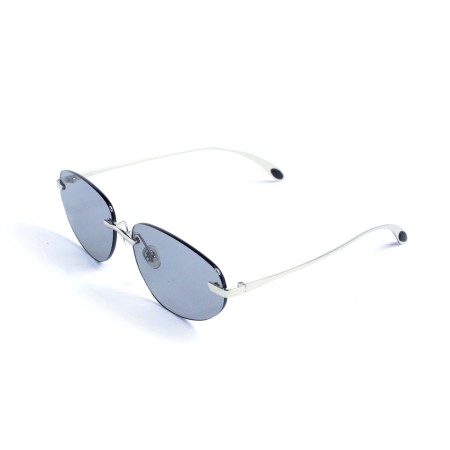 Женские сонцезащитные очки 13251 серебряные с чёрной линзой 
