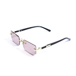Женские сонцезащитные очки 13261 золотые с розовой линзой 