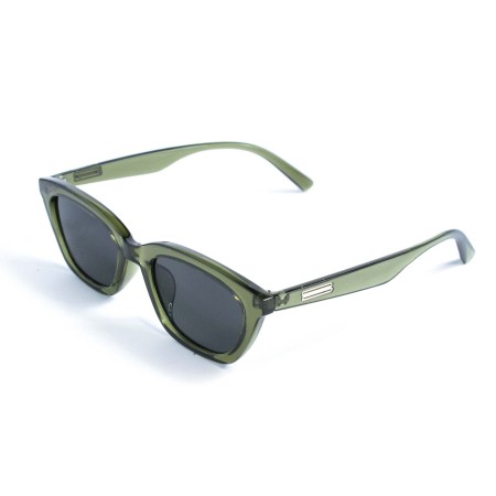 Женские сонцезащитные очки 13441 зелёные с чёрной линзой 