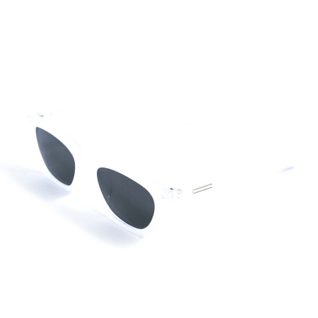 Женские сонцезащитные очки 13442 белые с чёрной линзой 