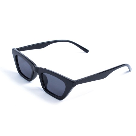 Женские сонцезащитные очки 13482 чёрные с чёрной линзой 