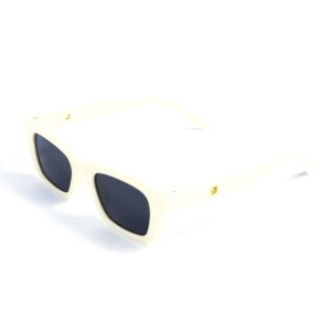 Женские сонцезащитные очки 13487 белые с чёрной линзой 