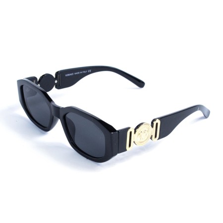 Женские сонцезащитные очки 13495 чёрные с чёрной линзой 