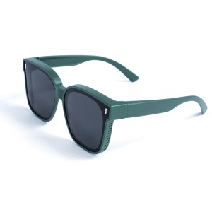Унисекс сонцезащитные очки 13189 зелёные с чёрной линзой 