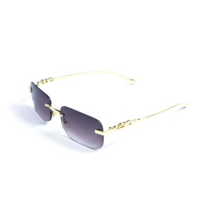 Унисекс сонцезащитные очки 13193 золотые с коричневой линзой 