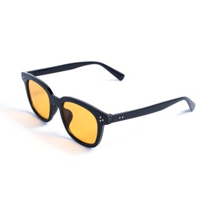 Унисекс сонцезащитные очки 13196 чёрные с оранжевой линзой 
