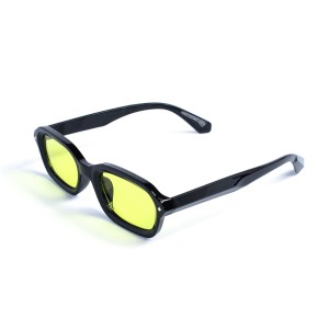 Унисекс сонцезащитные очки 13208 чёрные с жёлтой линзой 