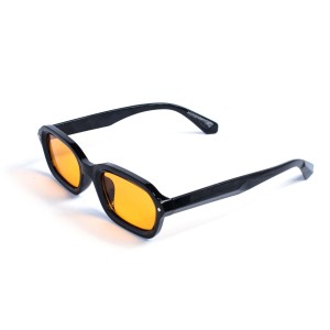 Унисекс сонцезащитные очки 13209 чёрные с оранжевой линзой 