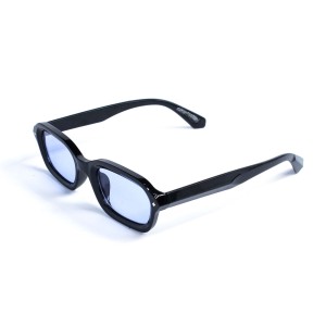Унисекс сонцезащитные очки 13212 чёрные с синей линзой 