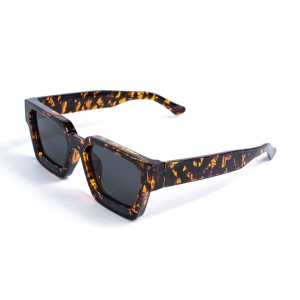 Унисекс сонцезащитные очки 13222 чёрные с леопардовой линзой 
