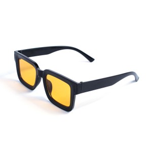 Унисекс сонцезащитные очки 13230 чёрные с оранжевой линзой 