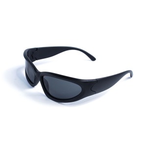 Унисекс сонцезащитные очки 13264 чёрные с чёрной линзой 