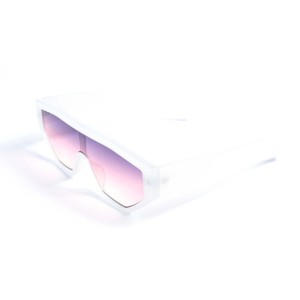 Унисекс сонцезащитные очки 13273 белые с фиолетовой линзой 