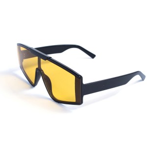 Унисекс сонцезащитные очки 13277 чёрные с жёлтой линзой 