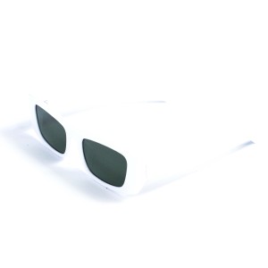 Унисекс сонцезащитные очки 13286 белые с чёрной линзой 