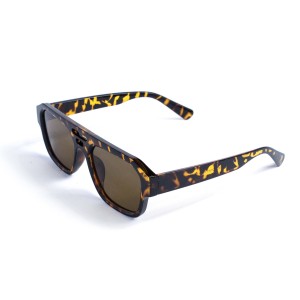 Унисекс сонцезащитные очки 13306 леопардовые с чёрной линзой 