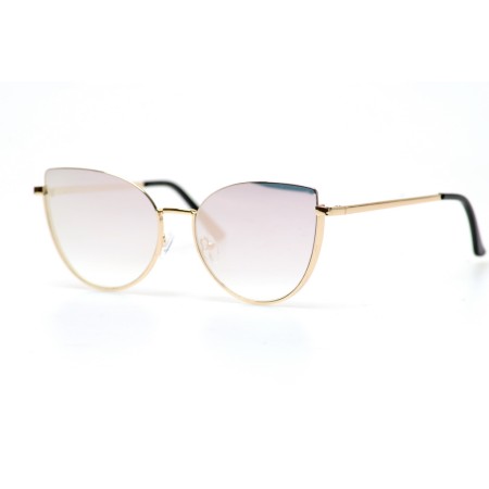 Женские сонцезащитные очки 10827 золотые с зеркальной линзой 