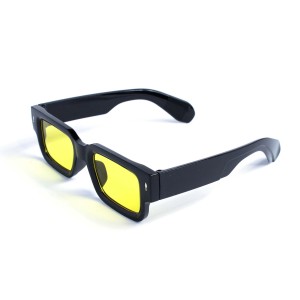 Унисекс сонцезащитные очки 13318 чёрные с жёлтой линзой 