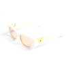 Унисекс сонцезащитные очки 13327 бежевые с жёлтой линзой 