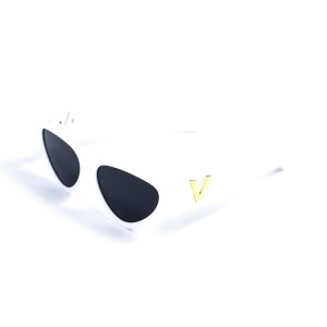 Унисекс сонцезащитные очки 13333 белые с чёрной линзой 