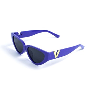 Унисекс сонцезащитные очки 13334 синие с чёрной линзой 