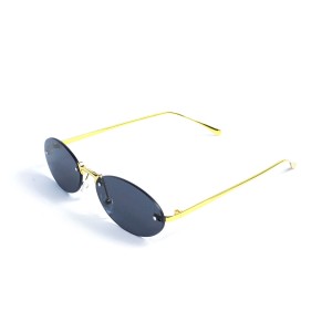 Унисекс сонцезащитные очки 13339 золотые с чёрной линзой 