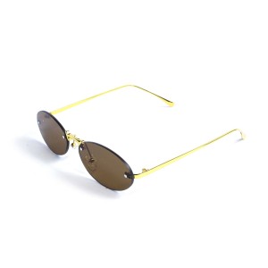 Унисекс сонцезащитные очки 13340 золотые с коричневой линзой 