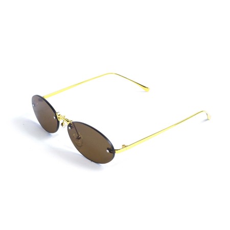 Унісекс сонцезахисні окуляри 13340 золоті з коричневою лінзою 