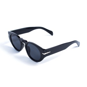 Унисекс сонцезащитные очки 13353 чёрные с чёрной линзой 