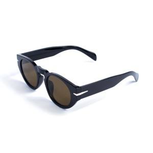 Унісекс сонцезахисні окуляри 13354 чорні з коричневою лінзою 
