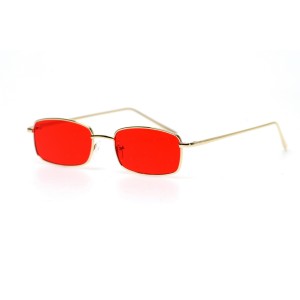 Имиджевые сонцезащитные очки 10831 золотые с красной линзой 