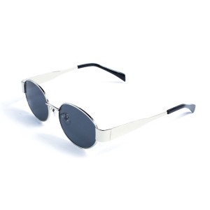 Унісекс сонцезахисні окуляри 13366 срібні з чорною лінзою 