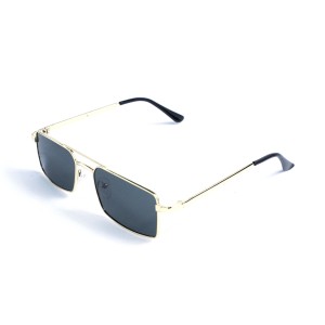 Унісекс сонцезахисні окуляри 13371 золоті з чорною лінзою 