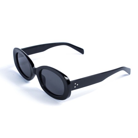Унисекс сонцезащитные очки 13372 чёрные с чёрной линзой 