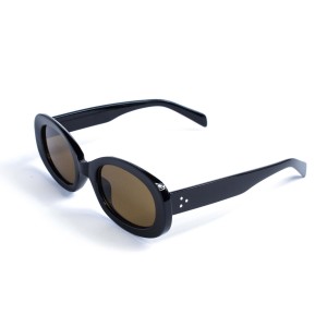 Унисекс сонцезащитные очки 13373 чёрные с коричневой линзой 