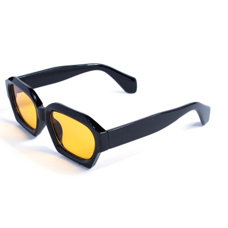 Унісекс сонцезахисні окуляри 13385 чорні з оранжевою лінзою 