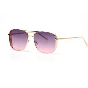 Женские сонцезащитные очки 10834 золотые с розовой линзой 