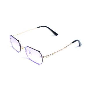 Унісекс сонцезахисні окуляри 13398 золоті з рожевою лінзою 