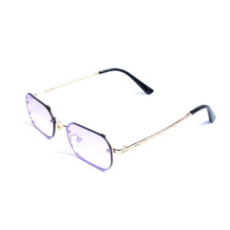 Унисекс сонцезащитные очки 13398 золотые с розовой линзой 